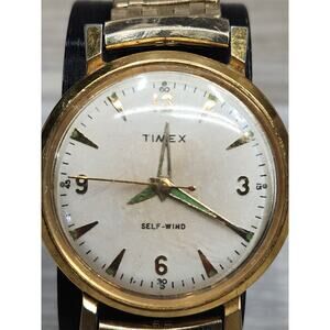Vintage Mens Timex Selfwind w/ Gold Filled Bracelet. Ticks, Not Working